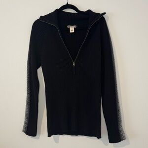 Ruff Hewn Black Ribbed Half Zip Knit Sweater Size Large